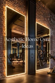 an image of a gym with the words aesthetic home gym ideas