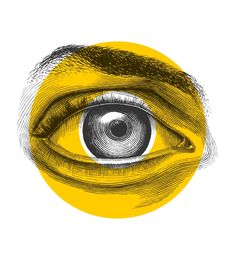 an eye is drawn in the shape of a banana, and it appears to be painted yellow