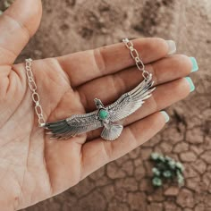 The Thunderbird is a mythological creature with huge significance in Native American culture. It gets its name from its forceful wings that cause thunder in its wake as they expand outstretched with lightning shooting from it’s beak. It is both predator and protector and has long been a revered symbol of strength, power and protection! Stunning .925 Sterling Silver Thunderbird necklace with outstretched wings and seriously impressive detail. 3'' in total. Talk about impressive silverwork! WOWZA! Thunderbird Jewelry, Country Girl Accessories, Thunderbird Necklace, Western Fashion Jewelry, Rodeo Jewelry, Mythological Creature, Cowgirl Accessories, Western Shop, Western Stuff