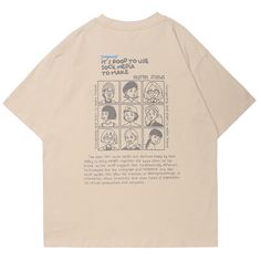 This original design Harajuku T-shirt features a cartoon character print on the front and nine different character prints on the back, with a descriptive text that revolves around the theme of "Internet friends". Original streetwear t-shirt has a loose fit and dropped shoulders, making it comfortable for both men and women. Made from 95% cotton and 5% polyester, this casual t-shirt is soft and breathable. It is perfect for those who love the Harajuku style, vintage look, streetwear, and casual f Character Prints, Descriptive Text, A Cartoon Character, Internet Friends, Sweatshirt Jean Jacket, Women Cargo Pants, Harajuku Style, Streetwear T Shirt, T Shirt Art