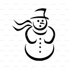 a snowman with long hair and a hat on it's head is drawn in black ink