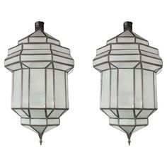 pair of art deco stained glass wall sconces