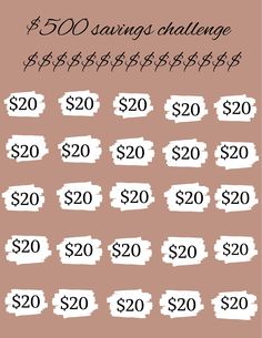 the $ 50 savings challenge is shown in black and white on a pink background with text