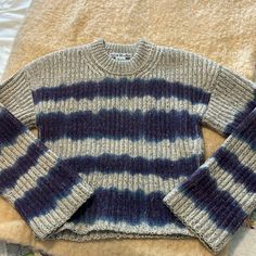 Euc Acne Studios Dye Stripe Sweater 89% Wool Super Thick And Soft Stripe Sweater, Blue Gray, Blue Grey, Acne Studios, Color Blue, Sweaters For Women, Acne, Dye, Wool