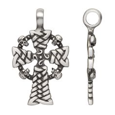 This cross with skull pendant adds a little edge to your handmade jewelry designs. The pendant is well-cast and highly detailed. Generous size loop accommodates leather, chain, custom kumihimo braids and other thick or multi-cord design choices. Fire Mountain Gems, Skull Pendant, Handmade Jewelry Designs, Antique Pewter, Leather Chain, Everyday Jewelry, Jewelry Designs, Jewelry Supplies, Handmade Jewelry