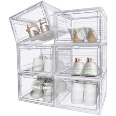 PRICES MAY VARY. LARGE&PREMIUM QUALITY - These clear shoe boxes are made of high-quality plastic which is more durable and stronger. Besides, the plastic plate can maintain its shape for a long time and will not easily be deformed. (The dimension of this clear shoe box stackable is:13.4”x 10.4”x 7.4”. Fit up to Men's size US 12, and Women's US size 13⚠). FULL USE OF SPACE - These shoe boxes clear plastic stackable can make full use of your space. You can get them stacked to keep shoes neatly org Clear Shoe Boxes, Boot Organizer, Shoe Storage Bins, Sneaker Storage Box, Shoe Display Case, Shoe Box Organizer, Shoe Storage Boxes, Shoe Containers, Shoe Storage Box