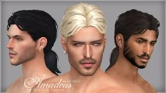 three male avatars with different hair styles