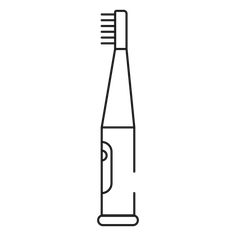 an electric toothbrush is shown in this black and white outline drawing, with the brush on top of it