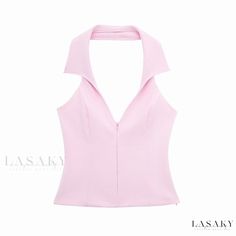 Lasaky - Stylish Backless Shirt with Halter Neckline - Collection for Women Nyc Outfits Summer, Shorts Rosa, Halter Shirt, Backless Shirt, Straight Clothes, Short Shirt, High Street Fashion, New Years Eve Dresses, Halter Tank Top