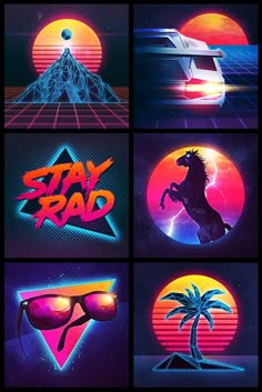 six different images with the words stay rad on them