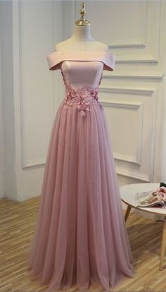 Charming Prom Dress,Tulle Prom Dress,Appliques Prom Dress,Off the Shoulder Prom Dress P883 Dusty Rose Prom Dress, Gaun Tulle, Rose Prom Dress, Gowns Elegant, Formal Bridesmaids Dresses, Prom Dresses 2018, Prom Dresses 2017, Pink Party Dresses, Stil Boho