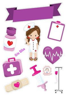 a nurse sticker sheet with various medical items