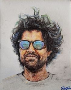 a drawing of a man with sunglasses on