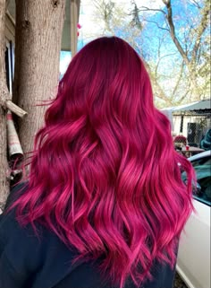 Hair Dye Bright Colors, Fuschia Red Hair, Cranberry Pink Hair, Hot Pink Red Hair, Raspberry Pink Hair Color, Red Magenta Hair Color, Raspberry Red Hair Color, Pink And Red Hair Color, Berry Pink Hair Color