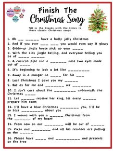 a christmas song with the words,'finish the christmas song '