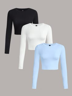 Cute Shirts Long Sleeve, Long Sleeve Tight Shirt, Cute Long Sleeve Shirts, Women's Wardrobe Essentials, Long Sleeves Shirts, Nice Shirts, What I Want For Christmas, Crop Top Long Sleeve, Fitness Wear Outfits