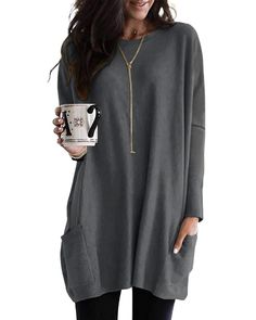 PRICES MAY VARY. 95% Polyester, 5% Spandex Imported Pull On closure Machine Wash Tunic Tops For Leggings, Long Tunic Tops, Leggings With Pockets, Casual Long Sleeve Shirts, Long Sleeve Tops Casual, Long T, Loose Fitting Tops, Women Tunic Tops, Long Tunic