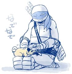 a drawing of a person sitting on the ground with a stuffed animal in front of them