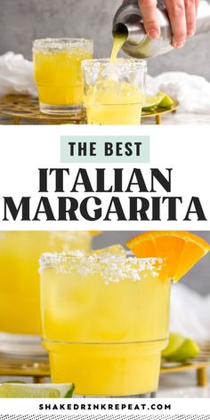 the best italian margarita recipe is made with fresh squeezed orange juice and topped with salt