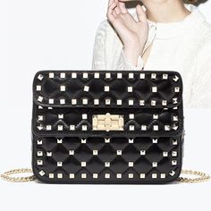 Free U.S. shipping. Style:  , color:Black, suite for season：Spring, Summer, Autumn, Winter ，Anniversary, Date, Formal Event, Going out, Hanging out, Music Festival, Material Genuine Leather, Black Rockstud Leather Quilted Handbags Foldover Crossbody Chain Bags Chic Rectangular Bags With Rivets, Chic Rivets Crossbody Shoulder Bag, Chic Crossbody Shoulder Bag With Rivets, Chic Party Shoulder Bag With Studs, Chic Studded Shoulder Bag For Party, Evening Shoulder Bag With Studs, Studded Evening Shoulder Bag, Chic Black Shoulder Bag With Rivets, Chic Black Bags With Rivets