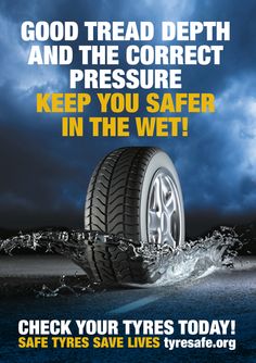 an advertisement for tires in the dark with water splashing on it and clouds above