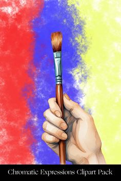 a hand holding a paintbrush with the words chronic expressions clipart pack