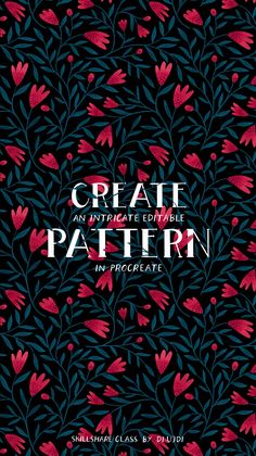 a book cover with red and blue leaves on black background, the title reads crait an intimate edible pattern in procreat