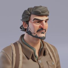 a man with a beard and moustache is shown in an animated style,