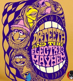 the poster for street and the electric raves is shown in purple on yellow background