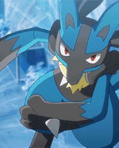 an animated image of a pokemon character with red eyes