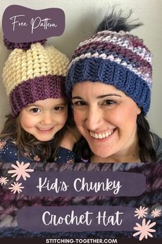 A free  chunky crochet hat pattern for kids that’s fun, warm, and perfect for chilly  days. Chunky Yarn Crochet Hat, Chunky Wool Crochet, Crochet Olive, Crochet Hat Free Pattern, Crocheted Beanies, Chunky Crochet Hat, Chunky Yarn Crochet, Easy Crochet Hat Patterns