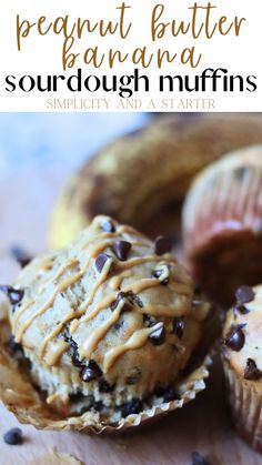 peanut butter banana sourdough muffins with chocolate chips