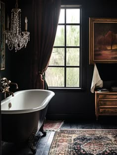 Dramatic Western Goth Bathroom Romantic Goth Bathroom, Moody Feminine Bathroom, Vampire Bathroom, Hooper House, Modern Victorian Bathroom, Goth Bathroom, Lodge Bathroom, Western Goth, Moody Bathroom