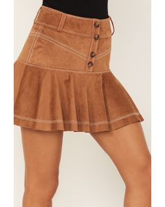 Shyanne Women's Faux Suede Ruffle Skirt, Brown Chic Fall Skirt With Ruffle Hem, Chic Ruffle Hem Skirt For Fall, Fall Pleated Flared Skort, Fitted Pleated Mini Skirt For Fall, Fall Pleated Tiered Mini Skirt, Fall Skirt With Ruffle Hem, Fall Ruffle Hem Skirt, Fitted Ruffled Flared Skort, Fitted Ruffle Hem Mini Skirt