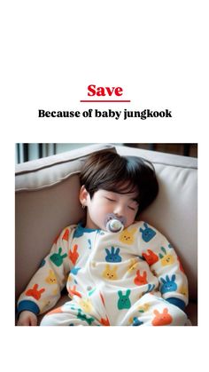 a baby laying on top of a couch with a pacifier in it's mouth