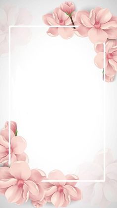 pink flowers with a white square frame in the middle