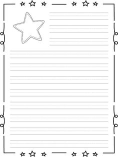 a lined paper with stars on it and an empty space for the star to write