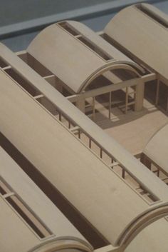 a model of a building made out of wood