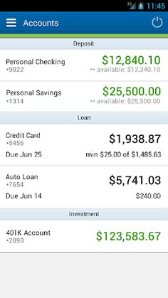 an iphone screen showing the account details and numbers for different bank branches, including credit cards