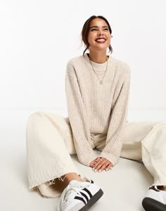 Cardigan by ASOS DESIGN The soft stuff Crew neck Drop shoulders Regular fit Roll Neck Sweater, Asos Curve, Style Mistakes, Ribbed Sweater, Jumpers And Cardigans, Fit Check, Work Outfits, Fit Inspo