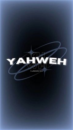 the yahweh logo is shown in white and blue colors on a black background