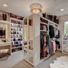 the closet is full of shoes and handbags