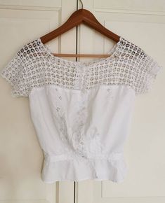 Antique Blouse - Etsy Bohemian Blouse With Zari Weaving For Puja, Cheap Bohemian Wedding Blouse, Cheap Cream Lace Blouse, Unstitched Bohemian Blouse With Zari Weaving, Blessing Blouses, Cheap Cream Tops With Crochet Lace, Affordable Cream Lace Blouse, Cheap White Blouse With Crochet Trim, Cat Crochet Pattern