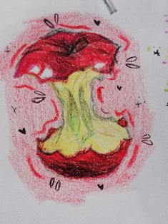 a child's drawing of an apple