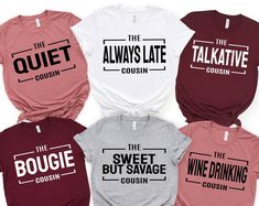 Cousins Shirt, Cousin Crew Shirt, Group Tee, Family T shirt, Matching Cousin Shirts, Cousin Birthday Gift, Crazy Cousin Crew Tee. A shirt is an adaptable upper-body covering that is usually composed of cloth. It offers comfort and style and is available in a variety of designs, hues, and materials. Shirts are a wardrobe staple for any occasion since they can be dressed up with trousers or down with jeans. #cousin crew #crazy #birthday gift #family #crew #Shirt #Alwaysky Cousin T Shirts, Cousins Tshirt Ideas, Cousin T Shirt Ideas, Friend Shirt Ideas, Family Tshirt Ideas Matching Shirts, Family Tshirt Ideas, Family T Shirt Ideas, Crazy Cousin Crew, Matching Cousin Shirts