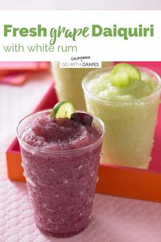 fresh grape daiquiri with white rum and cucumber garnish in glasses