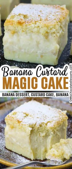 this magic custard banana cake is so easy to make and tastes just as good as it looks