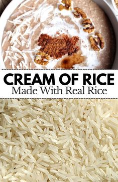 some rice is in a white bowl and on top of another bowl with brown rice