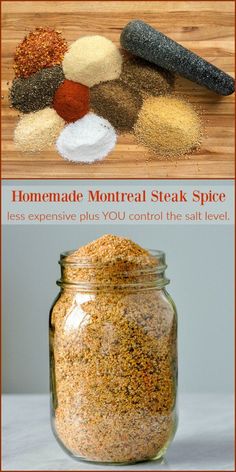 a jar filled with lots of different types of spices