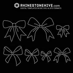 four bows made out of white dots on black background with the words shinetonehive com